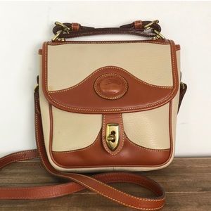 DOONEY & BOURKE vtg camel brown cream pebbled leather crossbody purse